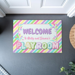 Colorful rainbow welcome kids playroom doormat
