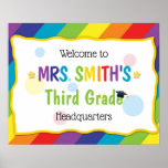 Colorful Rainbow Welcome to Classroom School Sign
