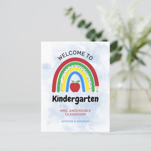 Colorful Rainbow Welcome To Kindergarten Postcard 