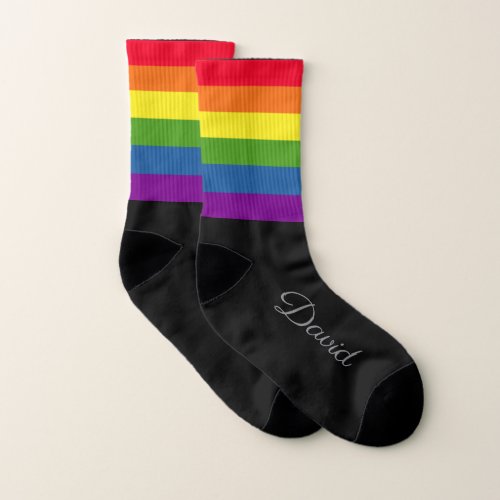 Colorful Rainbow with Custom Name Socks