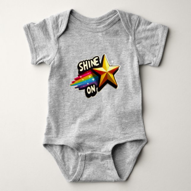 Colorful Rainbow with Star  Baby Bodysuit (Front)
