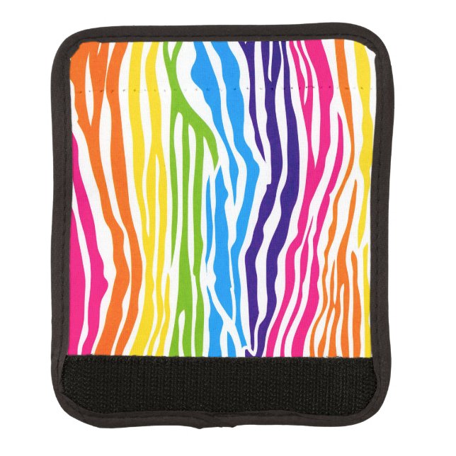 Colorful Rainbow Zebra Pattern Luggage Handle Wrap (Front)