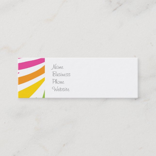 Colorful Rainbow Zebra Print Pattern Gifts Mini Business Card (Front)