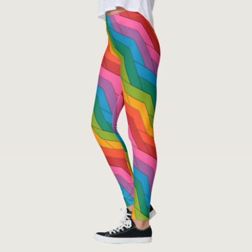Colorful Rainbow ZigZag Stripes Leggings