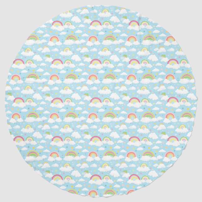 Colorful Rainbows and Clouds Beach Towel (Front)