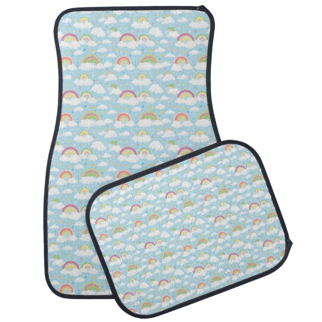 Colorful Rainbows and Clouds Car Floor Mat (Set)