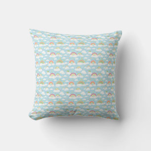 Colorful Rainbows and Clouds Throw Pillow
