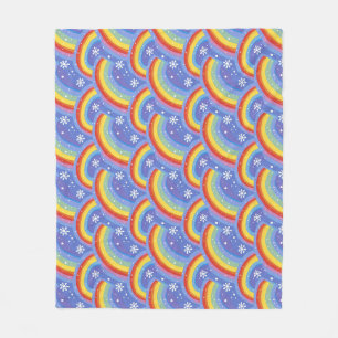 Colorful Rainbows on Purple Background Fleece Blanket