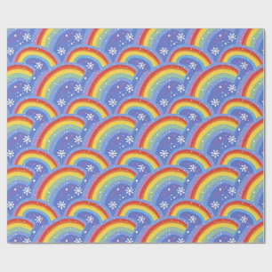 Colorful Rainbows on Purple Background Wrapping Paper