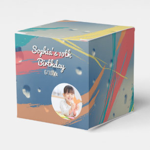 Colorful Raindrop Brushstroke Candy Favor Box
