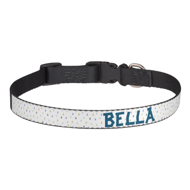 Colorful Raindrop Pattern Customizable Pet Name Collar