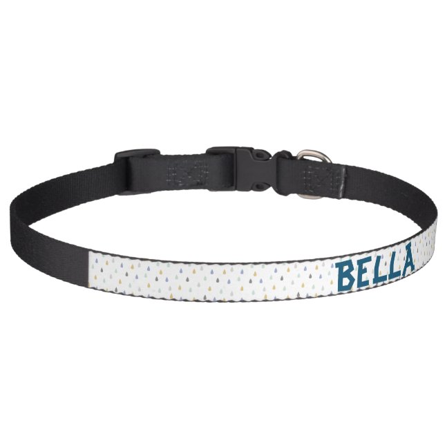Colorful Raindrop Pattern Customizable Pet Name Pe Collar (Front)