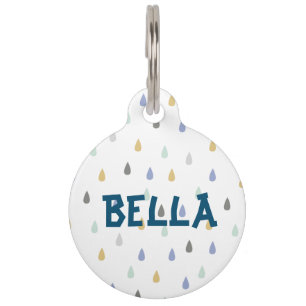 Colorful Raindrop Pattern Customizable Pet Name Pe ID Tag
