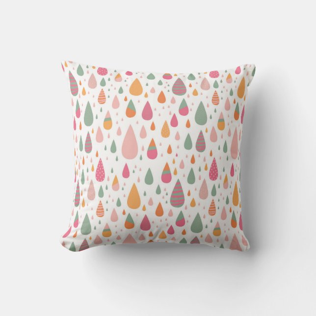 Colorful Raindrop Patterns Throw Pillow (Front)
