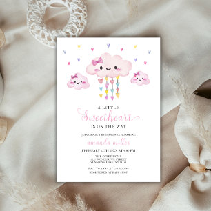 Colorful Raindrop Sweetheart Valentine Baby Shower Invitation