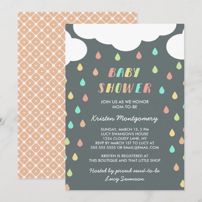 Colorful Raindrops | Baby Shower Invitation (Front/Back)