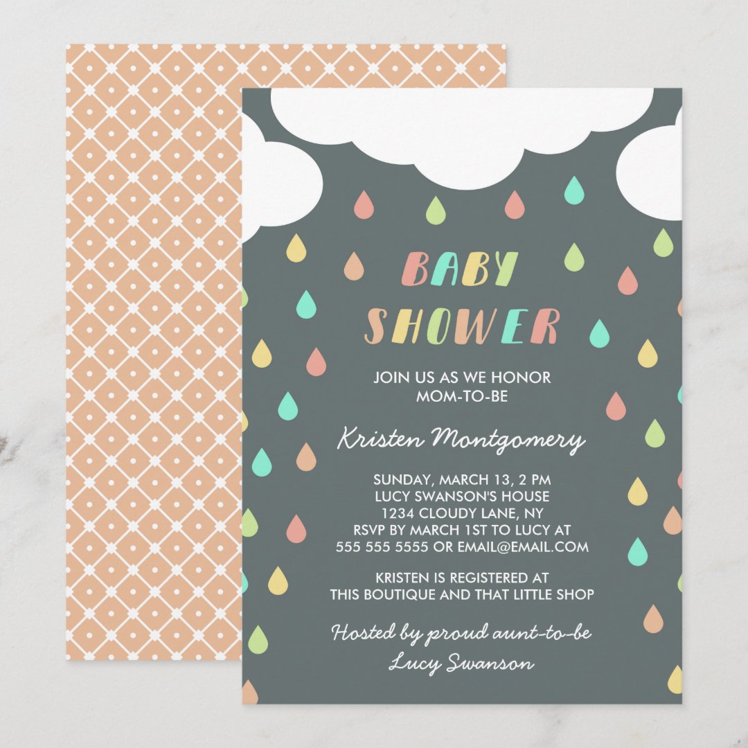 Colorful Raindrops | Baby Shower Invitation | Zazzle