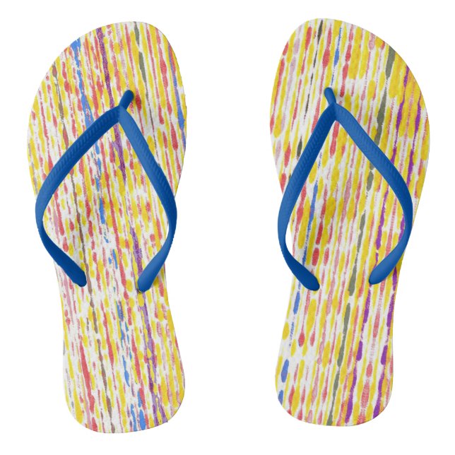 Colorful Raindrops Rainbow Stripes FlipFlops (Footbed)