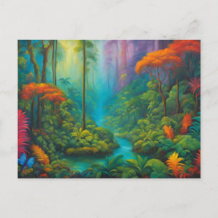 Colorful Rainforest River Landscape Postcard