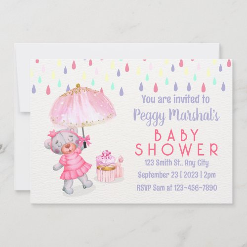 Colorful Rainy Day Baby Shower Invitation