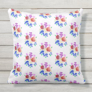 Colorful Rainy Day Flowers Large and Small Outdoor Pillow