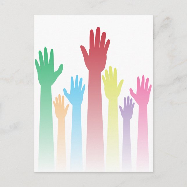 Colorful Raised Hands Postcard (Front)