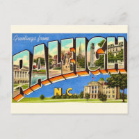 Colorful Raleigh NC Greetings Postcard