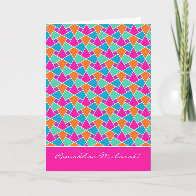 Colorful Ramadan Card, Bright Islamic Pattern Card (Front)