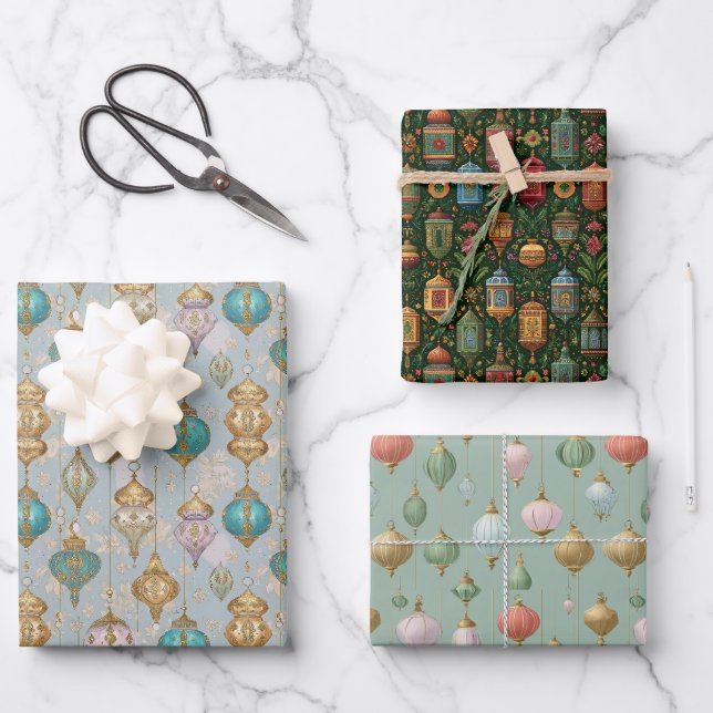 Colorful Ramadan & Eid Lantern Wrapping Paper (Front)