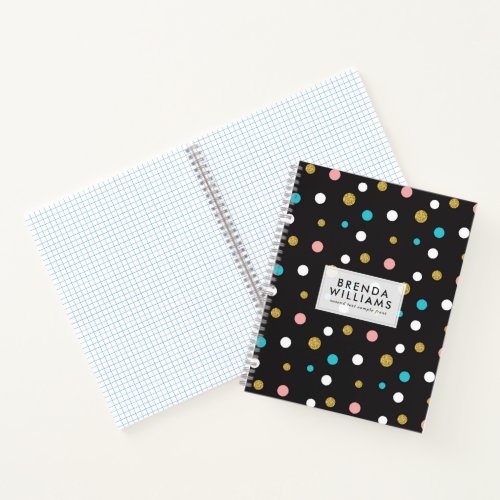 Colorful random dots pattern notebook