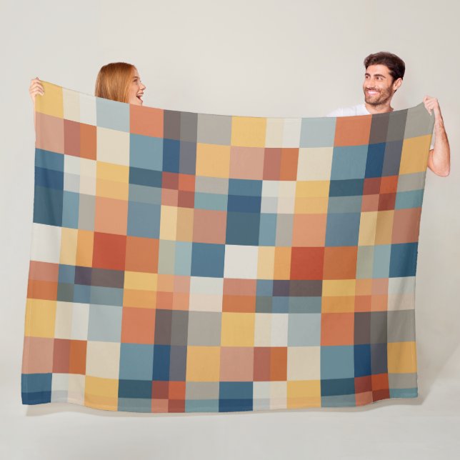 Colorful random geometric shapes pattern fleece blanket (In Situ)