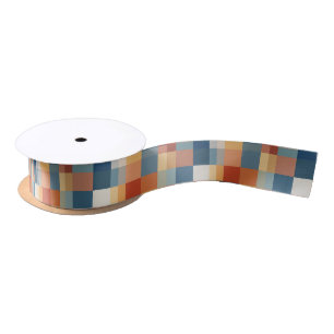 Colorful random geometric shapes pattern satin ribbon