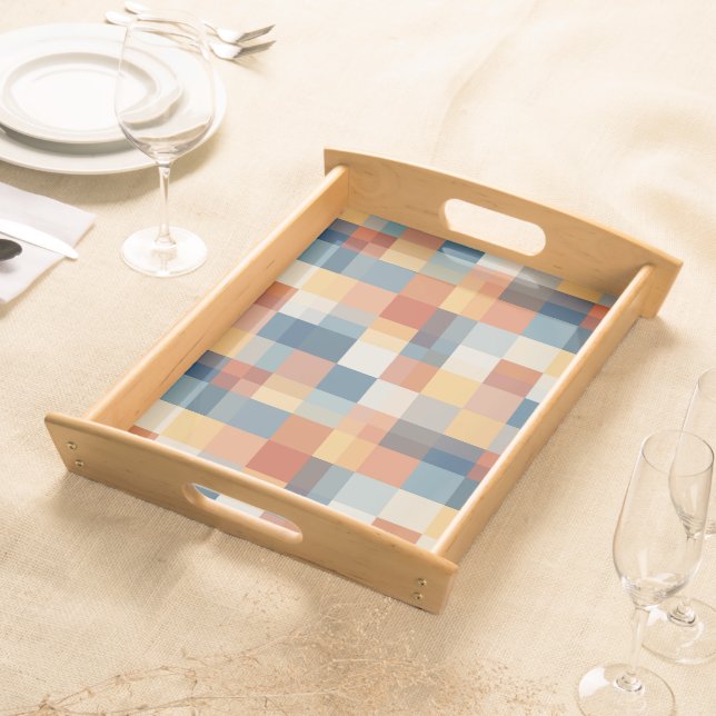 Colorful random geometric shapes pattern serving tray (Front)