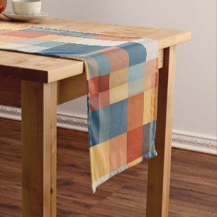Colorful random geometric shapes pattern short table runner