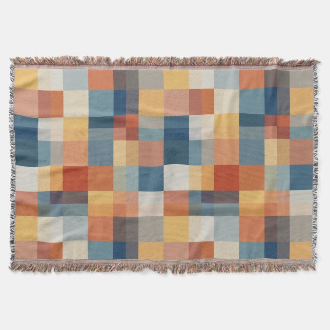 Colorful random geometric shapes pattern throw blanket (Front)