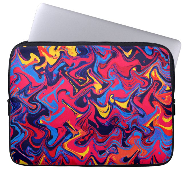 Colorful Random Waves Pattern Laptop Sleeve (Front)