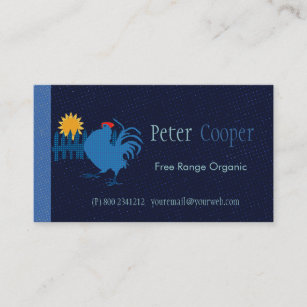 Colorful Range Rooster Organic Farming Business Card