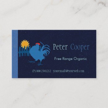 Colorful Range Rooster Organic Farming Business Card by happytwitt at Zazzle