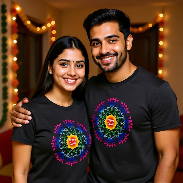 Colorful Rangoli with Happy Diwali  T-Shirt (Colorful Rangoli with Happy Diwali T-Shirt)