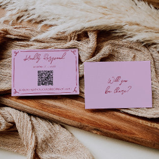 Colorful Raspberry Pink QR Code Fun Wedding RSVP Card