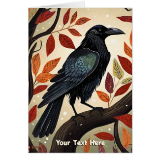 Colorful Raven Perched in a Tree