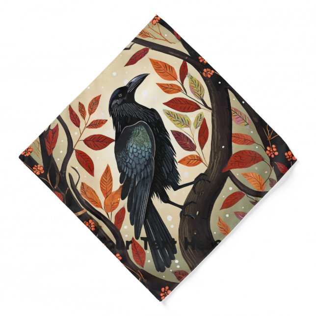 Colorful Raven Perched in a Tree Bandana (Front)