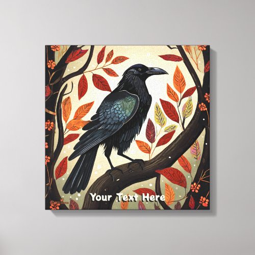 Colorful Raven Perched in a Tree Canvas Print