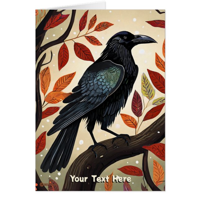 Colorful Raven Perched in a Tree Cards (Front)