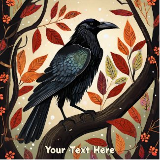 Colorful Raven Perched in a Tree