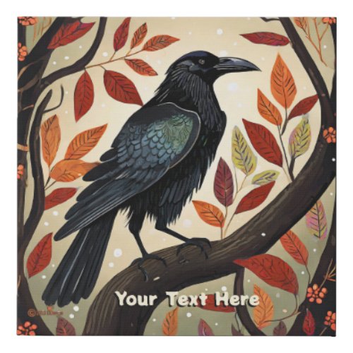 Colorful Raven Perched in a Tree Faux Canvas Print