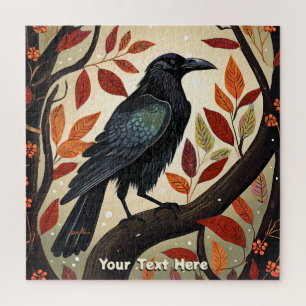Colorful Raven Perched in a Tree Jigsaw Puzzle
