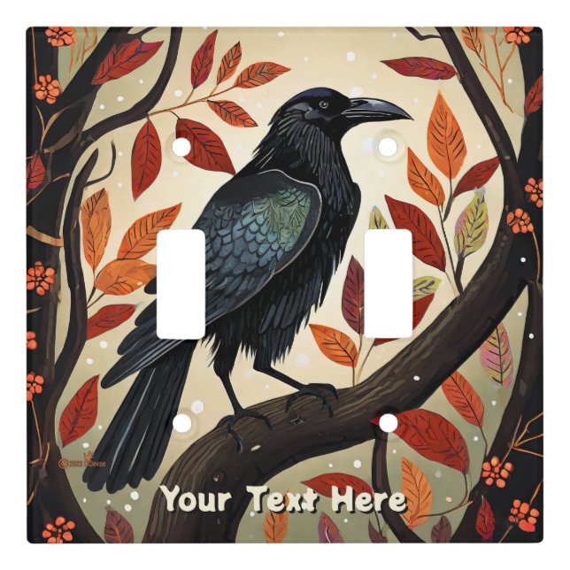Colorful Raven Perched in a Tree Light Switch Cover (Front)