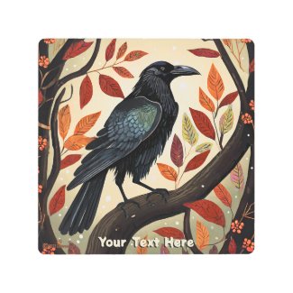 Colorful Raven Perched in a Tree