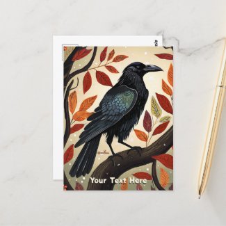 Colorful Raven Perched in a Tree